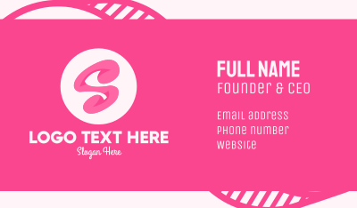 Pink Swirly Letter S Business Card
