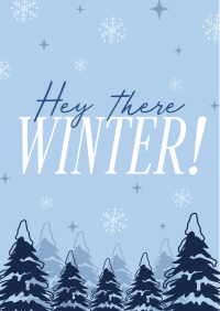 Hey There Winter Greeting Flyer Design