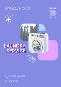 24 Hours Laundry Service Poster Design