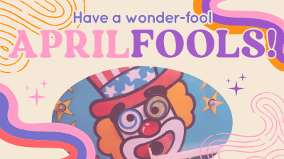 Groovy April Fools Greeting Facebook event cover Image Preview