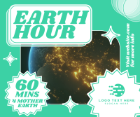 Retro Earth Hour Reminder Facebook Post Preview