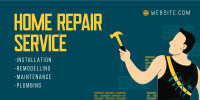 Home Repair Man Service Offer Twitter Post Design