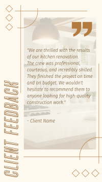 Client Feedback on Construction Instagram reel Image Preview