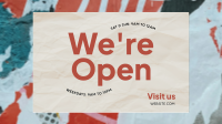 We're Open Crumpled Paper Facebook Event Cover Image Preview