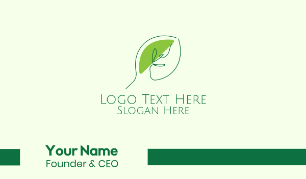 Green Leaf Line Art Business Card Design Image Preview