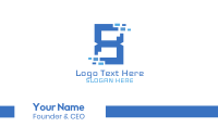 Blue Digital Number 8 Business Card Image Preview