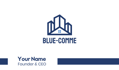 Blue Building House Business Card Image Preview