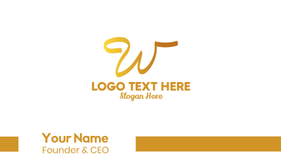 Gold Letter W Business Card