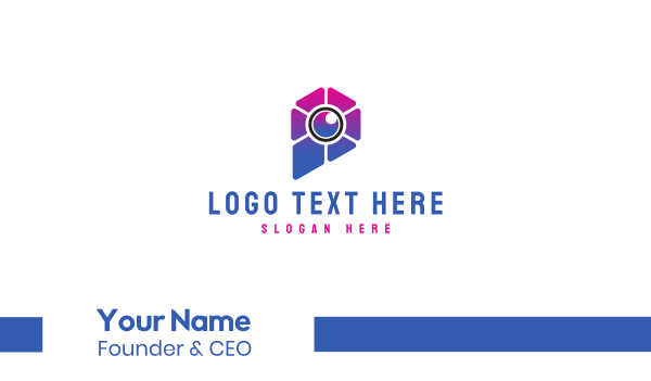 Modern Neon Camera Business Card Design Image Preview
