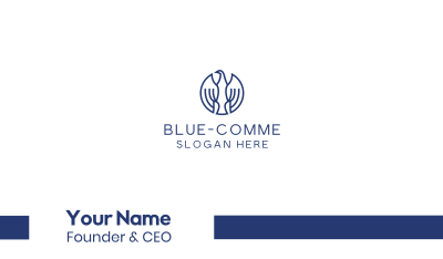 Round Blue Eagle Bird Business Card Image Preview