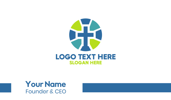 Mosaic Cross Badge Business Card Design Image Preview