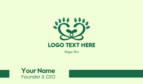 Green Organic Heart Business Card Design Image Preview