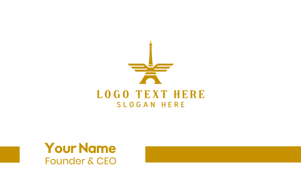 Golden Tower Wings Business Card Design Image Preview