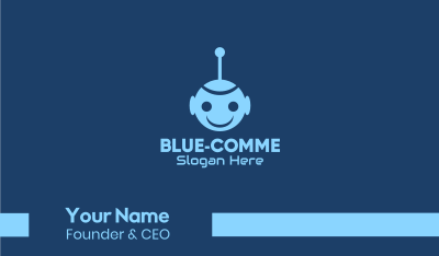 Happy Blue Robot Boy Business Card Image Preview