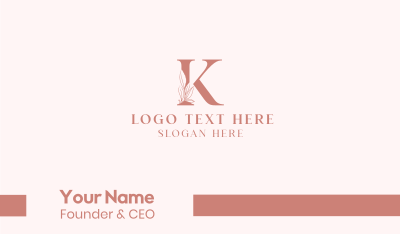 Elegant Leaves Letter K Business Card Image Preview