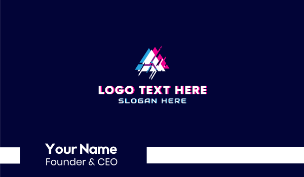 Glitch Tech Letter A  Business Card Design Image Preview