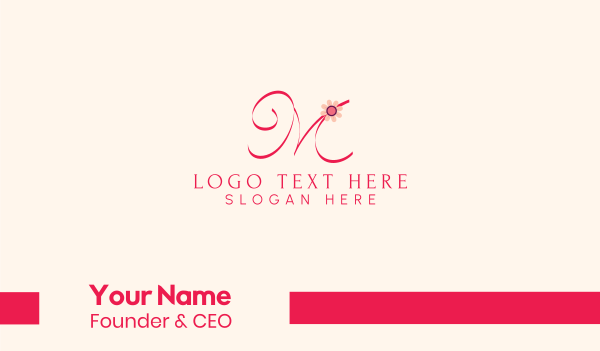 Pink Flower Letter M Business Card Design Image Preview