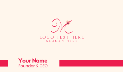 Pink Flower Letter M Business Card Image Preview