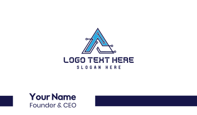 Blue Tech Letter A Business Card Image Preview