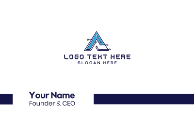 Blue Tech Letter A Business Card Image Preview