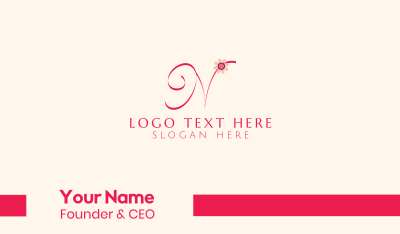 Pink Flower Letter N Business Card Image Preview