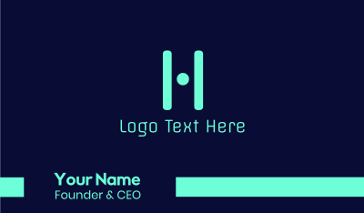 Blue Neon Letter H Business Card