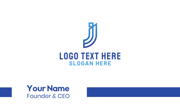 Blue Letter J Outline Business Card Design Image Preview