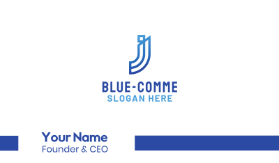 Blue Letter J Outline Business Card Image Preview