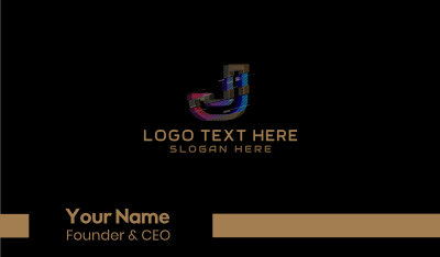 Gradient Glitch Letter J Business Card Image Preview