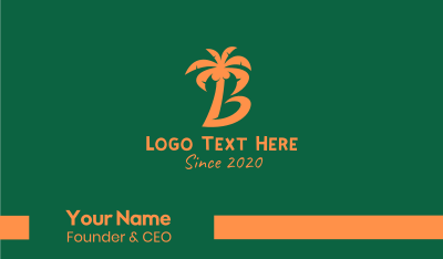 Coconut Tree Letter B Business Card