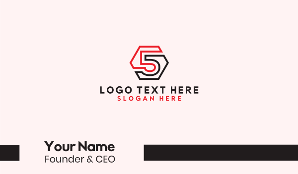 Hexagon Number 5 Outline Business Card Design Image Preview