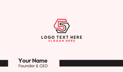 Hexagon Number 5 Outline Business Card Image Preview
