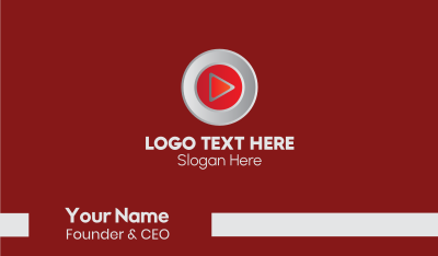 Red Media Player Button Business Card