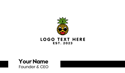 Happy Tropical Pineapple Business Card Image Preview