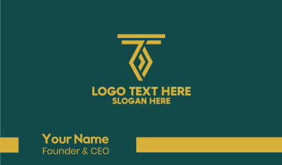 Golden Letter T Business Card