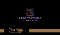 Gradient Glitch Letter Z Business Card Image Preview