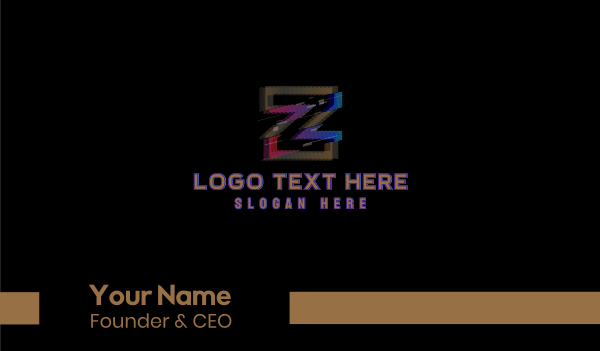 Gradient Glitch Letter Z Business Card Design Image Preview