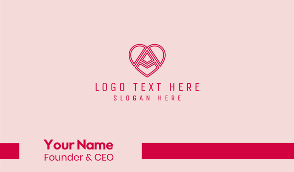 Heart Outline Letter A  Business Card Design Image Preview