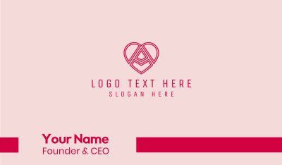 Heart Outline Letter A  Business Card Image Preview