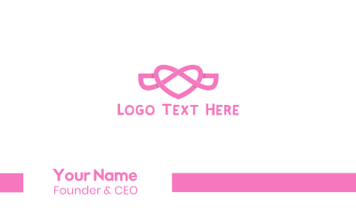 Pink Flying Heart Wings Business Card