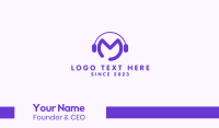 Purple Disc Jockey Letter M Business Card Image Preview