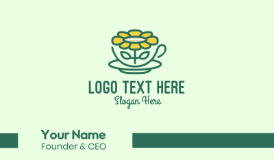 Sunflower Tea Cup Business Card Image Preview