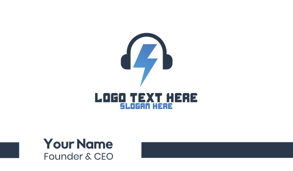 DJ Thunder Headphones Business Card Design Image Preview