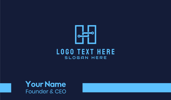 Blue Tech Circuit Letter H Business Card Design Image Preview