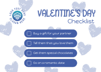 Valentine's Checklist Postcard Design