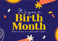 Birthday Month Promo Postcard Design