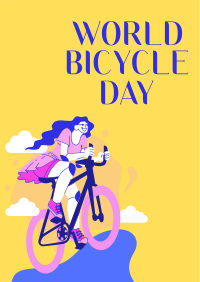 Lets Ride this World Bicycle Day Flyer Design