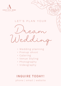 Minimal Floral Wedding Flyer Design