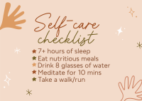 Self care checklist Postcard Design