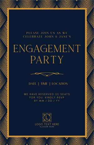 Art Deco Engagement Invitation Image Preview